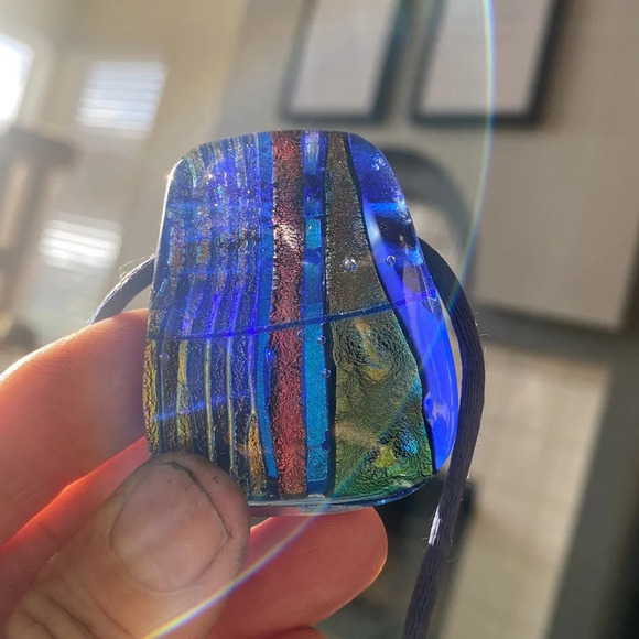 Hand Crafted Jewelry - Gorgeous Dichroic Glass Pendant necklace